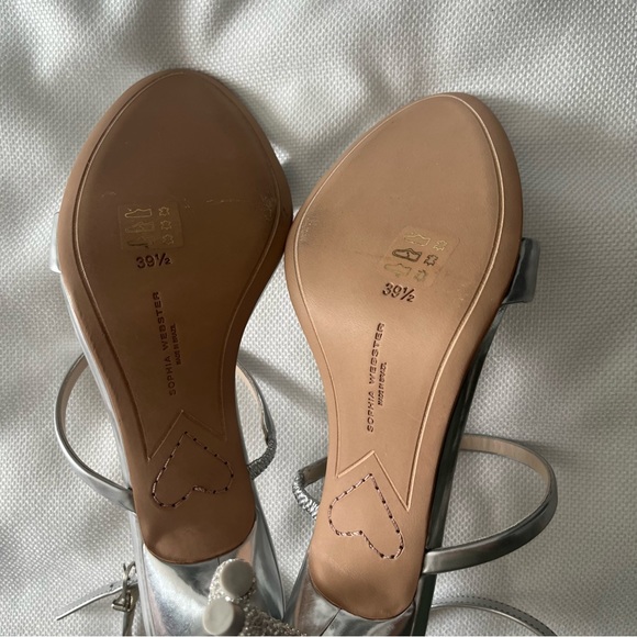 NWT Sophia Webster Rosalind Crystal Mid Sandal Silver Size 39.5 - Picture 8 of 13
